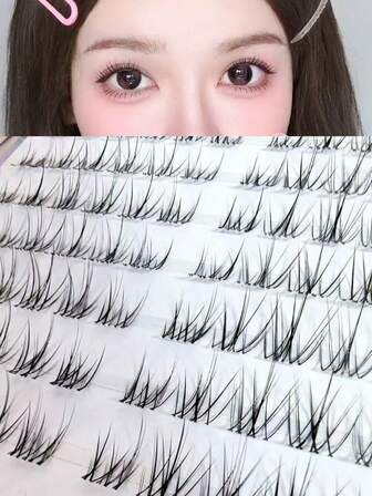 120片公主逃跑自然卡通风格柔软仙女假睫毛，貂毛触感，分段式假睫毛，适合日常、通勤、约会、派对等场合。