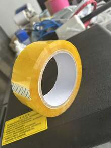 Caja de cinta adhesiva transparente para sellado al por mayor, cinta adhesiva de papel de embalaje express, cinta adhesiva de sellado de caja amarilla, rollo ancho de cinta de sellado