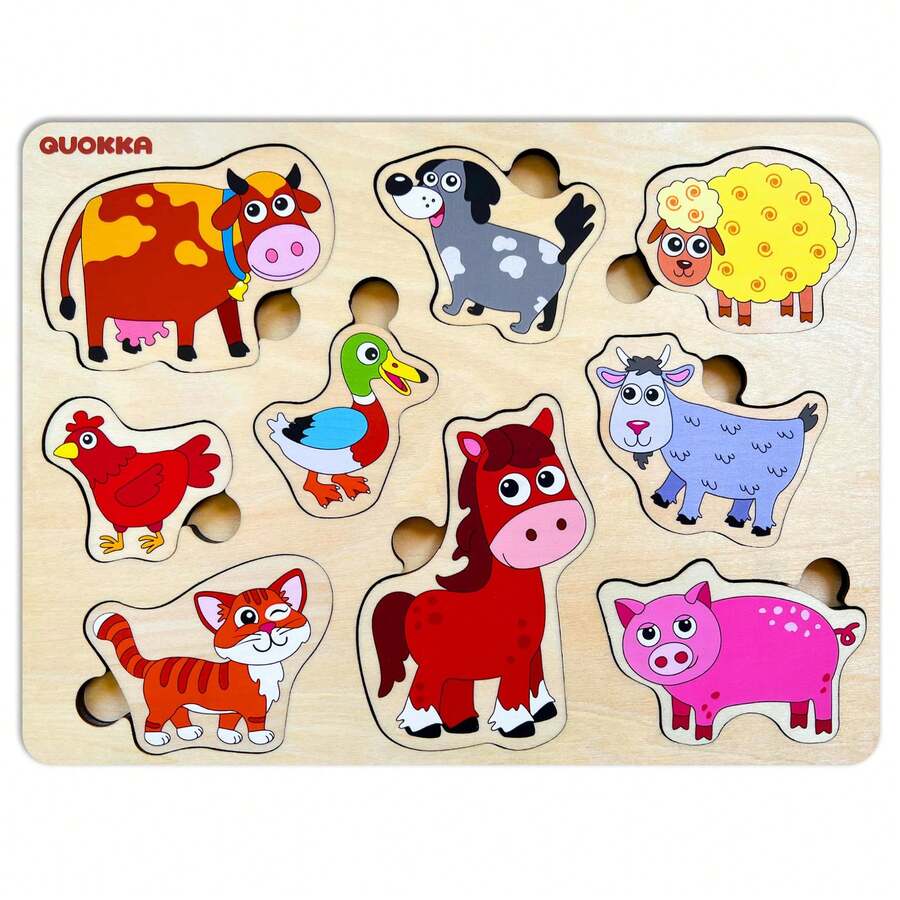 QUOKKA Wooden Puzzles For Toddlers Ages 1-3 – Educational Wooden Toys For Kids Ages 3-5 - Animal Sea, Bugs And Birds Learning Toy For Kids - 動物2.0 - 查看 1