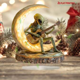 Viral Bohemian Alien Sculpture | Acrylic Moon Guitarist Centerpiecendy Desk Decor For Cafe & Office