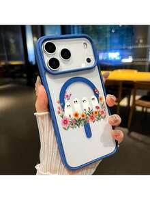 Flower-Ghost-Design Phone Case For IPhone 17 Pro Max, Compatible With Air 16, 16E, 15 Plus, 14, 13, 12, 11, XS Max, XR, And X Plus. This Shockproof, Durable Protective Case Is Transparent With Vibrant Colors, Making It Perfect As A Gift And Suitable For IPhone Cases. - Green - View 3