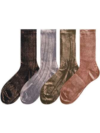 زوج من الجوارب الرياضية الكاجوال متوسطة الطول بطبعة صبغ التعتيق الفينتاج المتعددة الاستخدامات