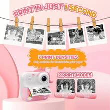 Kids Instant Print Camera HD Digital Camera For Girls Boys Toddler Age 3+, Rechargeable 32GB Card, Flash Filters Frames, Drop-Proof Case, Portable Travel Party Birthday Gift Toy,Kids Toys, Toys For Girl, Kids Books, Easter Gifts - Pink - View 10