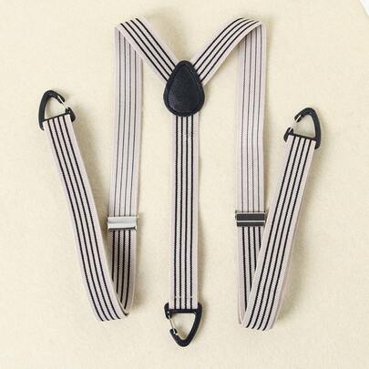 1pc Striped Elastic Adjustable 3-Clip Suspenders For Men, Casual Wear All Season Looks Of Party Season Picks