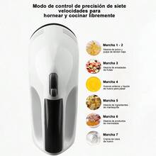 Batidora de mano eléctrica con 7 batidores ajustables, utensilio de cocina de plástico duradero para cocinar y hornear, diseño blanco y negro, perfecto para batir huevos, yogur y más, herramienta para hornear, utensilios de cocina modernos, material fácil de limpiar - Tipo de Enchufe A USA (110-127V) - Ver 5