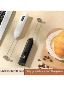 Mini Cordless Milk Frother - USB Rechargeable With Travel Case For Latte Art - 白色 - 查看 3