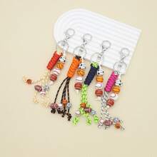 Handmade Woven Rope Sports-Themed Keychain, Basketball, Baseball, Football Beaded Design, Bag/Car Decor, Creative Gift For Friends, Teachers, Sisters - Keychain - View 1