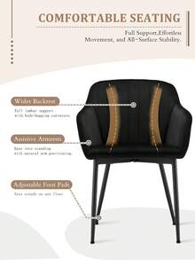 Goeurvant Contemporary Vertical-Stripe Upholstered Dining Chairs With Armrests & Metal Legs For Dining Room, Kitchen, Living Room - Set Of 2 / Set Of 4 / Set Of 6 - Black - Black - View 4