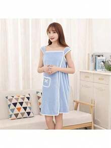 1pc Women Bath Towels(SIZE:80cm*135cm), Girls Wearable Fast Drying Bathing Beach Spa Bathrobes Wash Clothing, Shower Bath And Gym Towel,Super Soft Coral Fleece Bath Towel With Pockets,Women's Bath Towel Set, Wearable Bath Towel With Pocket, Super Soft Adjustable Bath Robe For Bathroom Beach Swimming Changing Clothes,School,Back To School,Travel,Travel Essentials,Home Essentials,Towel,Skin Care