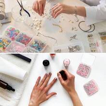 SATINIOR 100 Pcs Clear Plastic Beads Storage Containers Box Small Clear Box With Hinged Lid Small Plastic Case Mini Square Arts Crafts Storage Boxes Organizers For Small Items 2.1 X 2.1 X 0.8 Inch