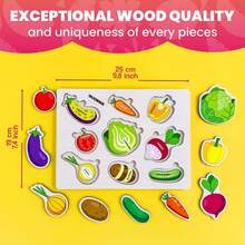 QUOKKA Wooden Puzzles For Toddlers Ages 1-3 –  Educational Wooden Toys For Kids Ages 3-5 - Animal Sea, Bugs And Birds  Learning Toy For Kids - 蔬菜 - 查看 2