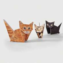 50pcs Foldable Paper Cat Desktop Decor, Suitable For Office Party Gifts, Christmas Decorations, Cat Lover Gifts, Holiday Decorations, Fun Desktop Decor, Handmade Style, Stacking Cats, Decorations, Office Workers, Party Planners - Multicolor - View 4