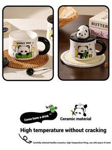Super life 1pc Cute Panda Pattern Ceramic Coffee Mug - Washable Tea Cup, Gift For Panda Lovers - Multicolor - View 6