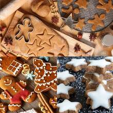 6/3pcs Stainless Steel Christmas Cookie Cutter Set - Christmas Tree, Snowflake, Snowman, Gingerbread Man, Gingerbread Girl, Mitten, Silver - For Baking