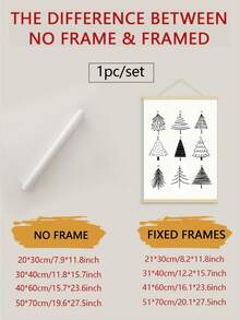 1pc Unique Festive Black And White Cartoon Christmas Trees Canvas Print For Modern Apartment Or Retro Office Wall Art Decoration - Perfect Holiday Christmas Gift, Unframed Christmas Decoration XMAS Decor Christmas Tree Gift Decor Thanksgiving Wedding Home Decor Home Decor Fall Decor Autumn Decor Birthday Decorations For Gifts Party Supplies Indoor Holiday Festival Decor Halloween Decor Wall Decor Halloween Ornaments