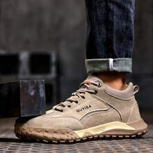 GUYISA Fashion Suede Patchwork Safety Shoes, EU Standard Steel Toe Anti-Smash Anti-Puncture. Comfortable And Soft Rubber Sole, Suitable For Men All Year Round Work Shoes - Khaki - View 5