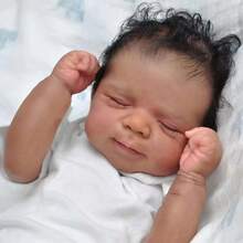 Reborn Baby Dolls Silicone Vinyl Full Body  Girl 18 Inch Reborn Toddler Dolls Silicone Baby African American Black Newborn Baby Dolls With Hand Implanted Soft Hair - 黑色 - 查看 2