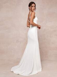 Enchanting Spaghetti Strap Chiffon Wedding Gown - Perfect For Christmas, Halloween, Weddings, Proms & Birthdays - 白色 - 查看 2