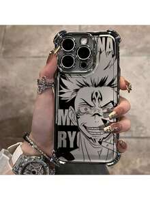 Anime Cool Blutrünstiger Junge Muster Handyhülle für iPhone 16 15 14 13 12 11 Pro Max X XR XS Max 8 7 Plus Stoßfest Transparent Weiche Rückseite