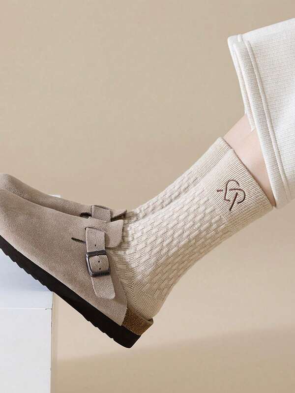 6 Paar Damen Kniestrümpfe, Merino Wolle Mischung Zopfstrick Schlupfstrümpfe