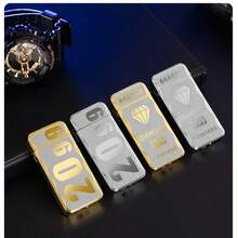 Encendedor de gas creativo de carga directa, encendedor a prueba de viento con doble baño de oro, oferta especial. - Plateado - Ver 5