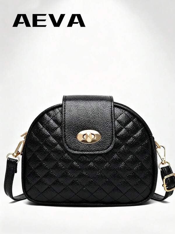 Borsa a tracolla leggera da donna per uso esterno, nera, con 3 tasche con zip, cinturino regolabile, motivo trapuntato a rombi, borsa a spalla minimalista e versatile per lo shopping, appuntamenti, vacanze, pendolarismo