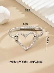 1 pieza Pulsera de estilo europeo y americano con forma de corazón abierto de aleación para mujeres, cadena de mano de estilo callejero versátil de celebridad web, regalo para San Valentín, mamá, madre, Día de la Madre