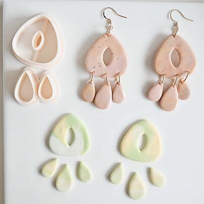 Drop Donut Shape Clay Cutter Earrings Cutters - Organic Jewelry Making DIY Clay Cutter Set Polymer Clay Tool Supplies