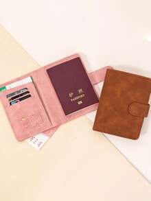 Unisex läderpassfodral för resenärer, RFID-blockerande passplånbok med bagageetikett, minimalistiskt sött passfodral, resegåva, måste-ha för flygplatsen - Multifärgad - Visa 4