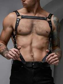Leather Harnesses Suspenders For Men Punk Bulldog Men Harness Adjustable Waist Belt For Party Cosplay - Black - View 6