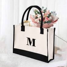 Personalized 26 Letter Tote Bag, Fashionable Canvas Handbag, Birthday Gift Exclusively Designed For Female Mothers, Teachers, Friends, Bridesmaids.