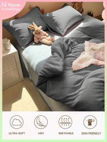 Parure de lit 3 pièces gris anthracite effet cristal - 1 housse de couette et 2 taies d'oreiller, douce et confortable, disponible en plusieurs coloris, idéale pour une chambre d'étudiant ou une chambre à coucher, pour une décoration intérieure simple et à la mode, lavable en machine, sans garnissage, housse de couette moelleuse et douce, tailles 1 place, 2 places, King et Queen