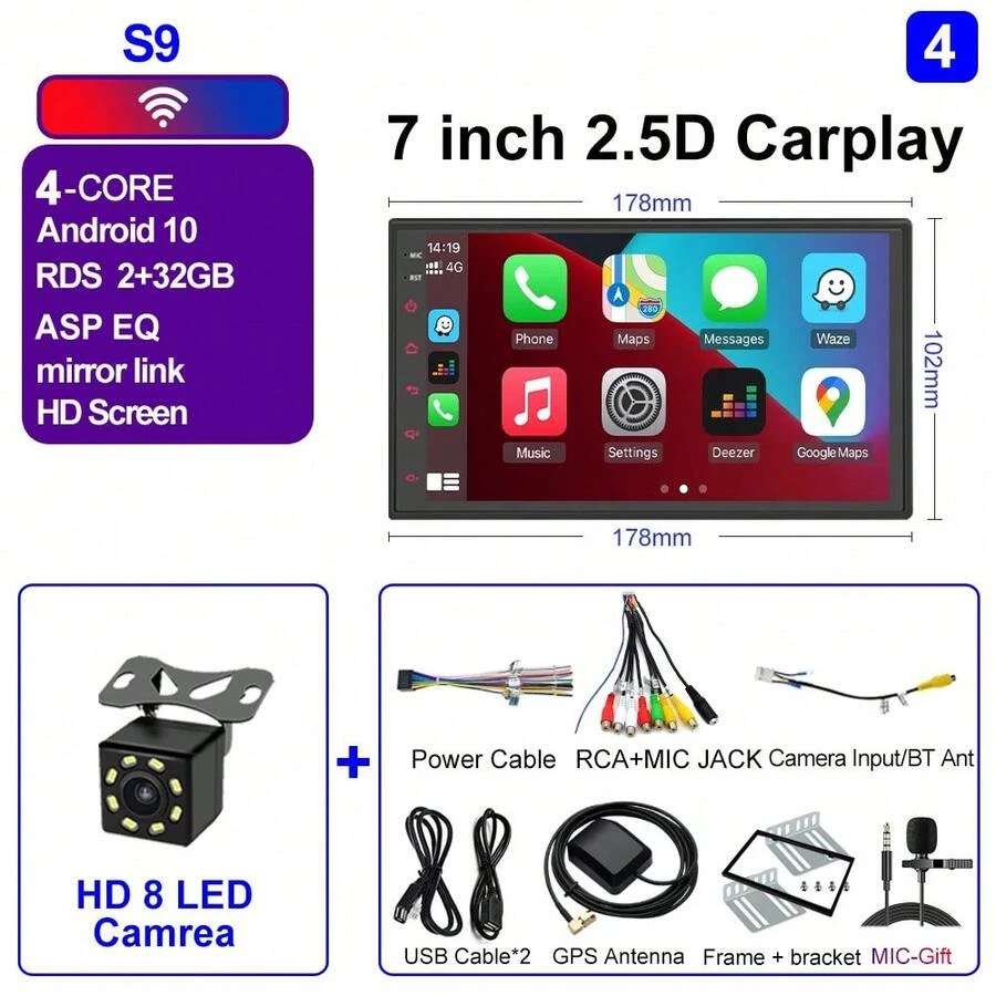 CAIXI 7/9/10 pulgadas 2din Android auto Caplay inalámbrico GPS Radio de coche Multimedia estéreo para Nissan Kia - 7 WIFI(2-32)-CÁMARA - Ver 1