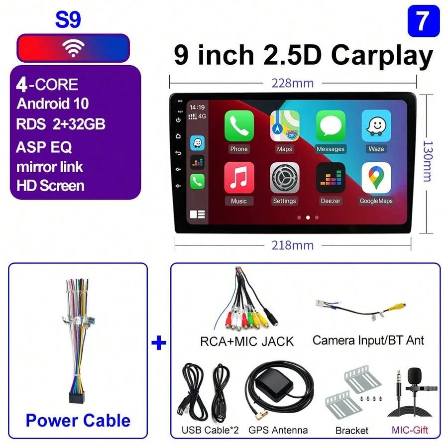 CAIXI 7/9/10 pulgadas 2din Android auto Caplay inalámbrico GPS Radio de coche Multimedia estéreo para Nissan Kia - 9 WIFI(2-32)-0 - Ver 1