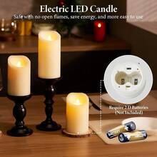 Flameless Candles With 3D Moving Flame 3.5" X 6" Aromatherapy Candle Real Wax Long Lasting Flickering Electric LED Candle For Home Decor Wedding Christmas Party Decorations - 35x6 - 查看 3