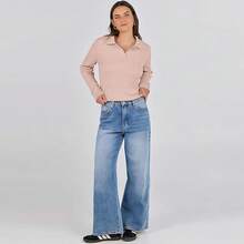 Sueter Tejidos para Mujer,Sweater Mujer Invierno Manga Larga, Cuello v, Finos, Punto Trenzado, Casual, Suave - Rosa - Ver 6