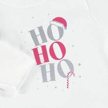 BABIDU Body Bebé de Natal Manga Longa 100% Algodão, Especial Minha Primeira Natal, Design Natalício Original e Suave, Ideal para Oferecer, Roupas Bebé Unisex - FRASE HO HO HO - Ver 3