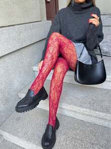 1 pieza Medias de red de araña de alta elasticidad y talla grande, medias negras sexys de estilo gótico vintage para mujer, adecuadas para Halloween, Y2K