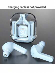 STSEarConect A Pair Of Transparent TWS Wireless Earphones, Stereo Wireless Earphones With LED Battery Display Screen, Type-C Charging Case, Compatible With All Smartphones, Suitable For Gaming, Music, Outdoor Sports/Business, Adult Use, Condenser Microphone, Rechargeable Battery, Polymer Lithium-Ion