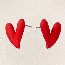 1 Pair Fashionable Elegant Hollow Heart Shaped Minimalist Unisex Earrings, Suitable For Daily Wear And Gifts For Valentine's Day, Mother's Day,Mom,Mother,Mother's Day,Gift - Red - View 8