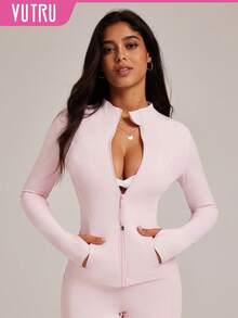 VUTRU Women's Long Sleeve Jacket With Pockets And Thumb Holes, Running Workout Activewear Top