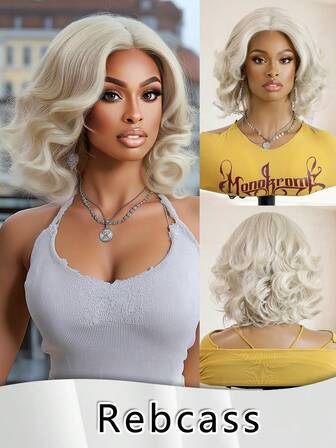 10 Inch Women's Curly Wave No Bangs Short Wig - Perfect For Daily Wear And Party Long Heat-Resistant Synthetic Wigs, Split Wigs - Party Costumes, Daily Wear, Golden Colorful Wigs, Music Festival Gifts For Women Christmas Decorations Christmas Gifts Costumes Wig