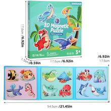 6-In-1 Wooden Early Education Magnetic Puzzle Books, Children's Intellectual Development Toys - Multicolor - View 2