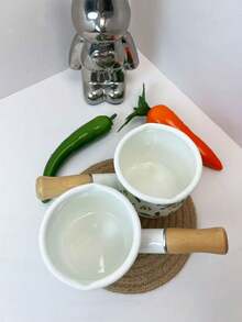 1pc 10cm Mini Butter Pan, Coffee Cup, Suitable For Cooking, Stewing Jam, Enamel Mini Double-Spout Single-Handle Milk Pot, Enamel Butter Pan, Single-Handle Pot, Japanese Style Herb Mask Pot, Thickened Small Milk Pot, Mini Enamel Baking, Heating Butter, Splatter Oil Pot, Stewing Jam, Coffee Brewing - Multicolor - View 10