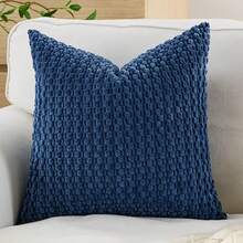 1 pieza/2 piezas Juego de Funda de Almohada con Patrón Geométrico Semicircular, Funda de Cojín Cuadrada Bordada de Terciopelo y Lienzo Circular, para Uso Diario en Dormitorio, Sala de Estar, Sofá, Decoración de Patio, Jardín, Sin Relleno 30*50cm 45*45cm - azul real - Ver 12