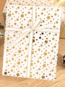 1卷金色星星包装纸，铂金色包装纸，适用于情人节、复活节、婚礼、生日、派对、婴儿派对礼物，粉色，可裁剪用于情人节装饰 - 彩色 - 查看 5