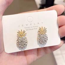 New Pineapple Earrings Fashionable And Sweet Temperament Small Fresh Stud Earrings - hoa tai quả dứa - Xem 2