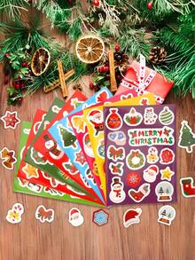 16 pièces Autocollants de Noël pour enfants - Thème joyeux, décorations de fête d'hiver, remplisseurs de sacs cadeaux de Noël et faveurs de fête