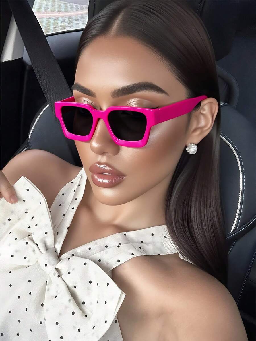 Women's Pink Square Plastic Y2K - Style Sunglasseendy & Unique, Ideal For Outdoor Travel, Beach, Driving And Summer UV Protection. - 粉色 - 查看 1