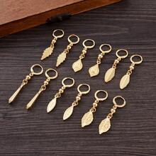 1 Pair Golden Color Elegant Small Cute Earrings, Leaf/Tree/Geometric Design, Suitable For Women, Graceful European & American Style, African Arabian Daily, Party, Birthday, Wedding, Jewelry Gift